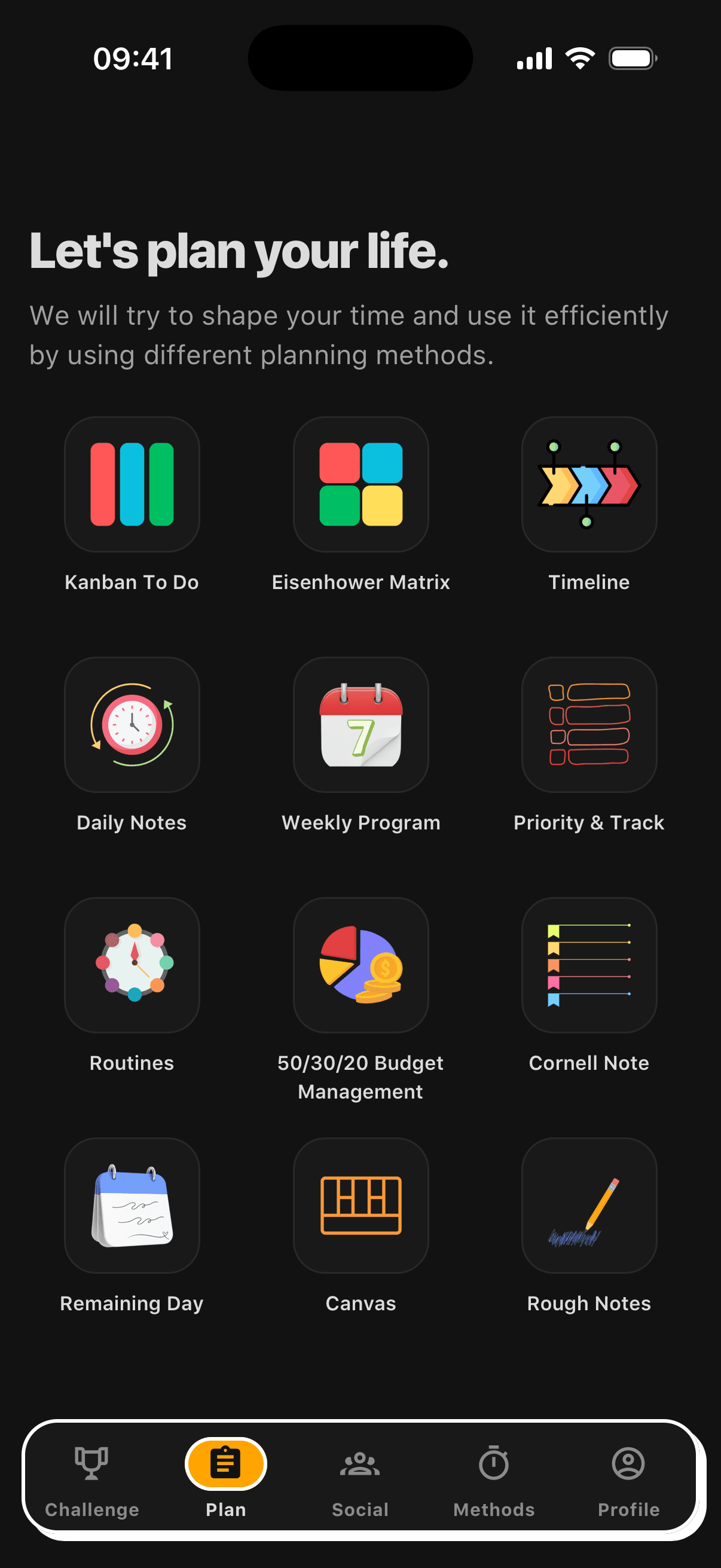 Cmon app, the plan screen