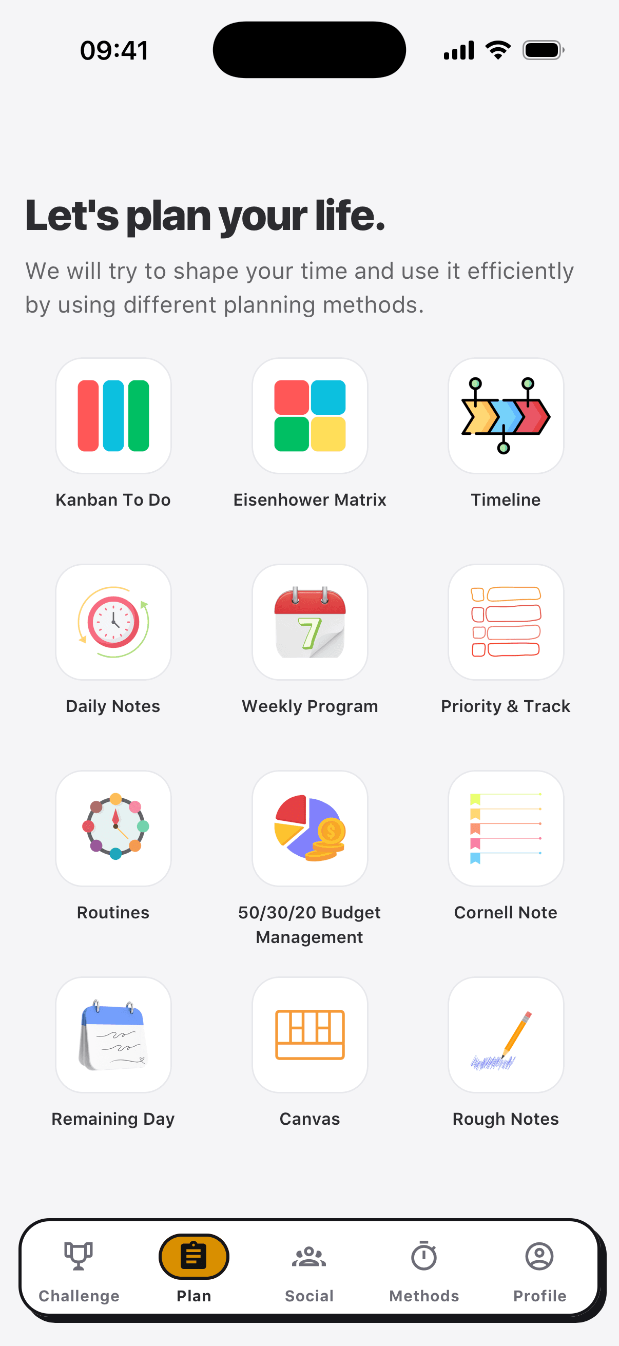 Cmon app, the plan screen